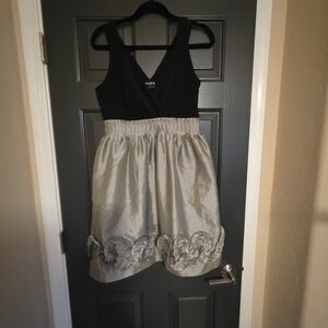 BCBG Black and Silver Two-Tone Party Dress